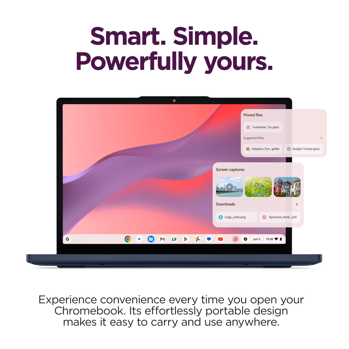 Lenovo - IdeaPad Slim 3 Chromebook - 14" 2K Touchscreen Laptop - MediaTek Kompanio 540 2025 - 8GB Memory - 128GB UFS - Cosmic Blue