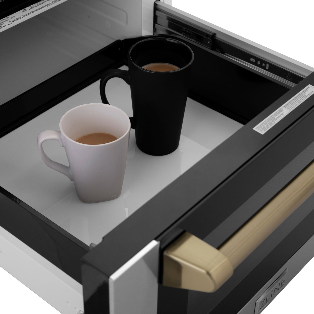 ZLINE - Autograph Edition 24 in. 1.2 cu. ft. Built-in Microwave Drawer - Stainless Steel and Champagne Bronze Accents
