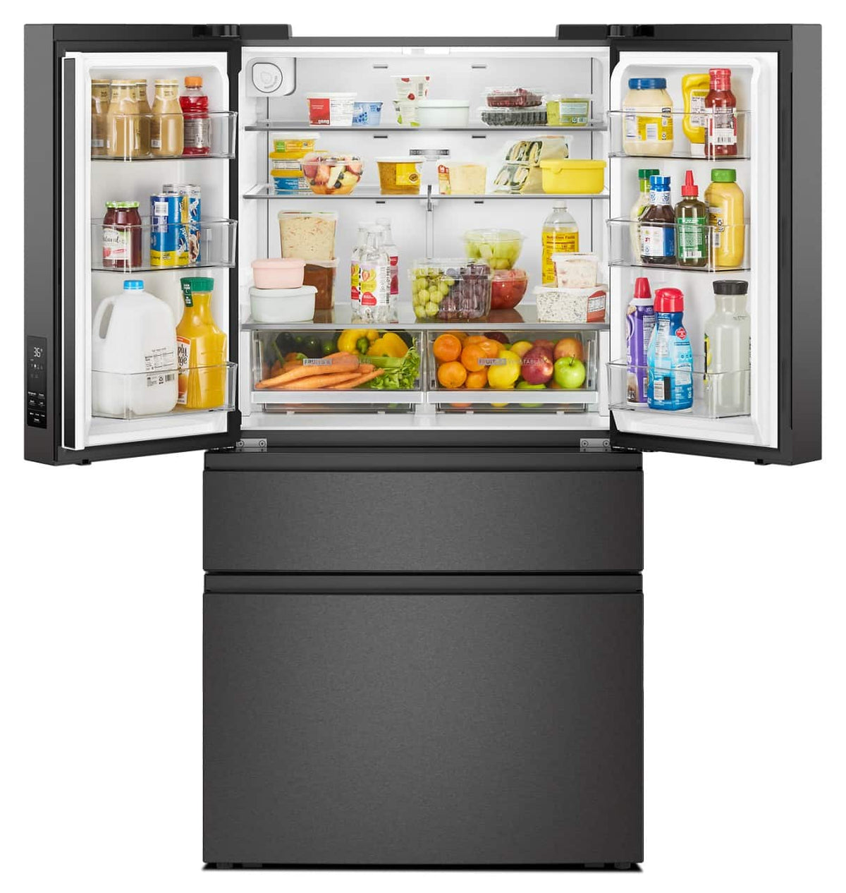 Whirlpool - 36 in. Wide 30 cu. ft. Family-Sized Capacity French Door Refrigerator with Flexible Temperature Drawer - Print Resist Blk Stnlss