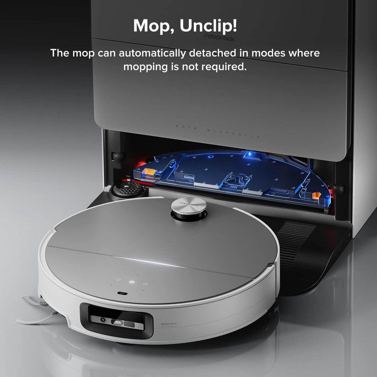 Roborock - Saros 10 Ultra Thin, Self-Lifting Robot Vacuum and Mop , 22,000 Pa Suction Hyper Force and Multi-Fuction Dock - White