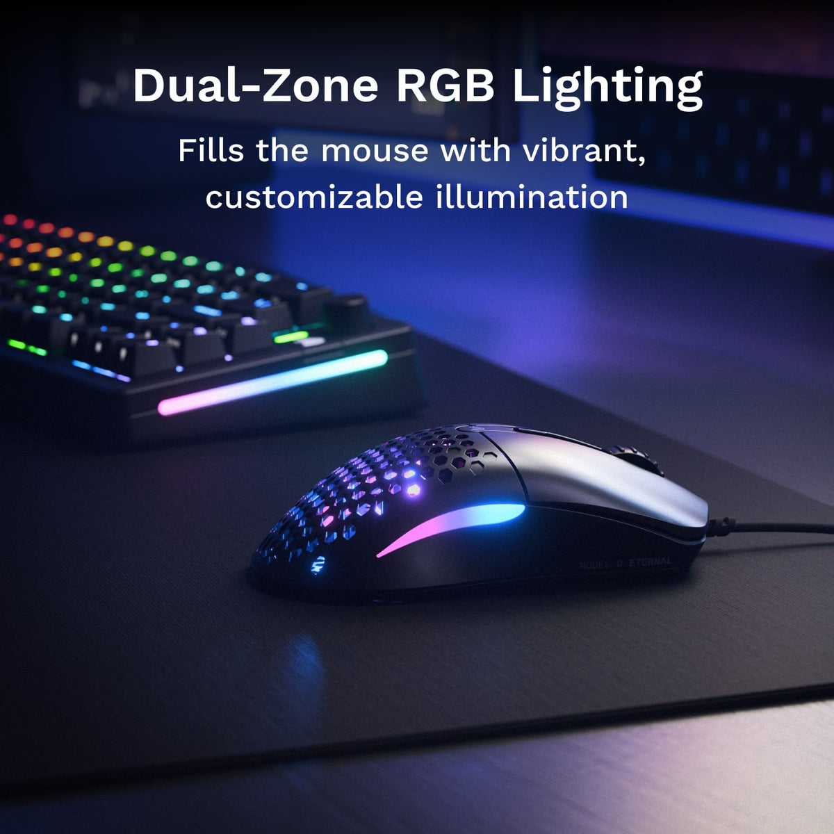 Glorious - Model O Eternal Lightweight Wired Optical Gaming Mouse with Dual-Zone RGB Lighting - Wired - Matte Black