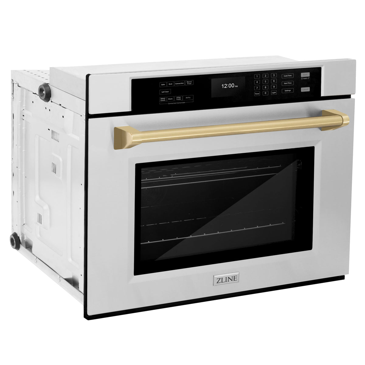 ZLINE - Autograph 30 in. 5 cu. ft. Built-In Single Wall Oven with Air Fry & Self Clean with Bronze Accents - Stainless Steel