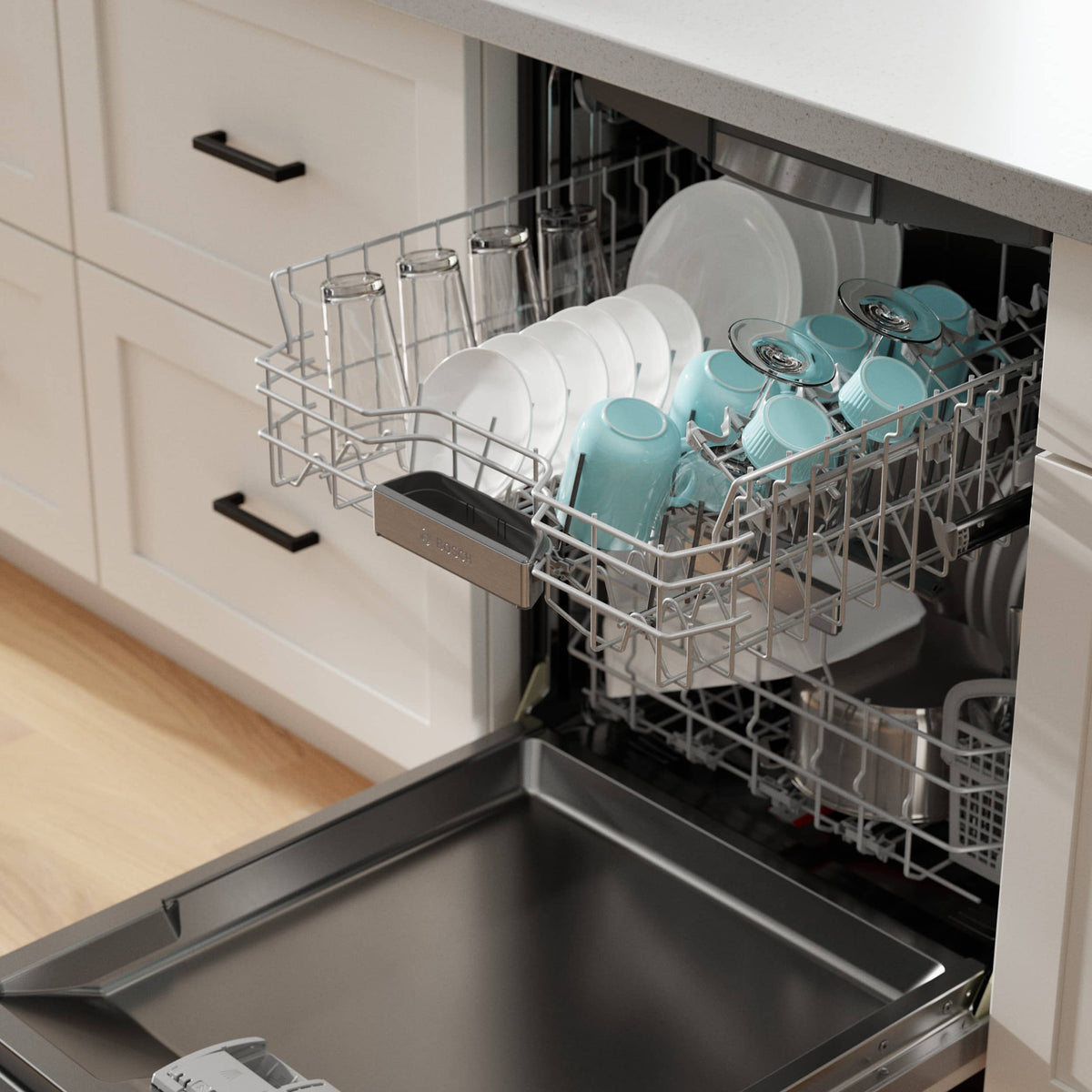 Bosch - Benchmark Series 24" Top Control Smart Built-In Stainless Steel Tub Dishwasher with 3rd Rack and RackMatic, 39 dBA - Custom Panel Ready
