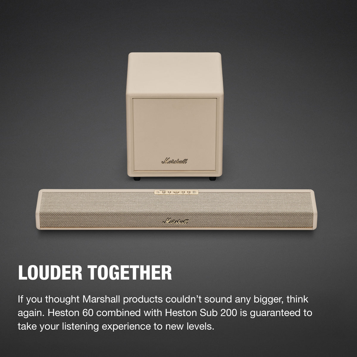 Marshall - Heston 60 Soundbar with Dolby Atmos Immersive Sound for TV / Movies / Music - Cream