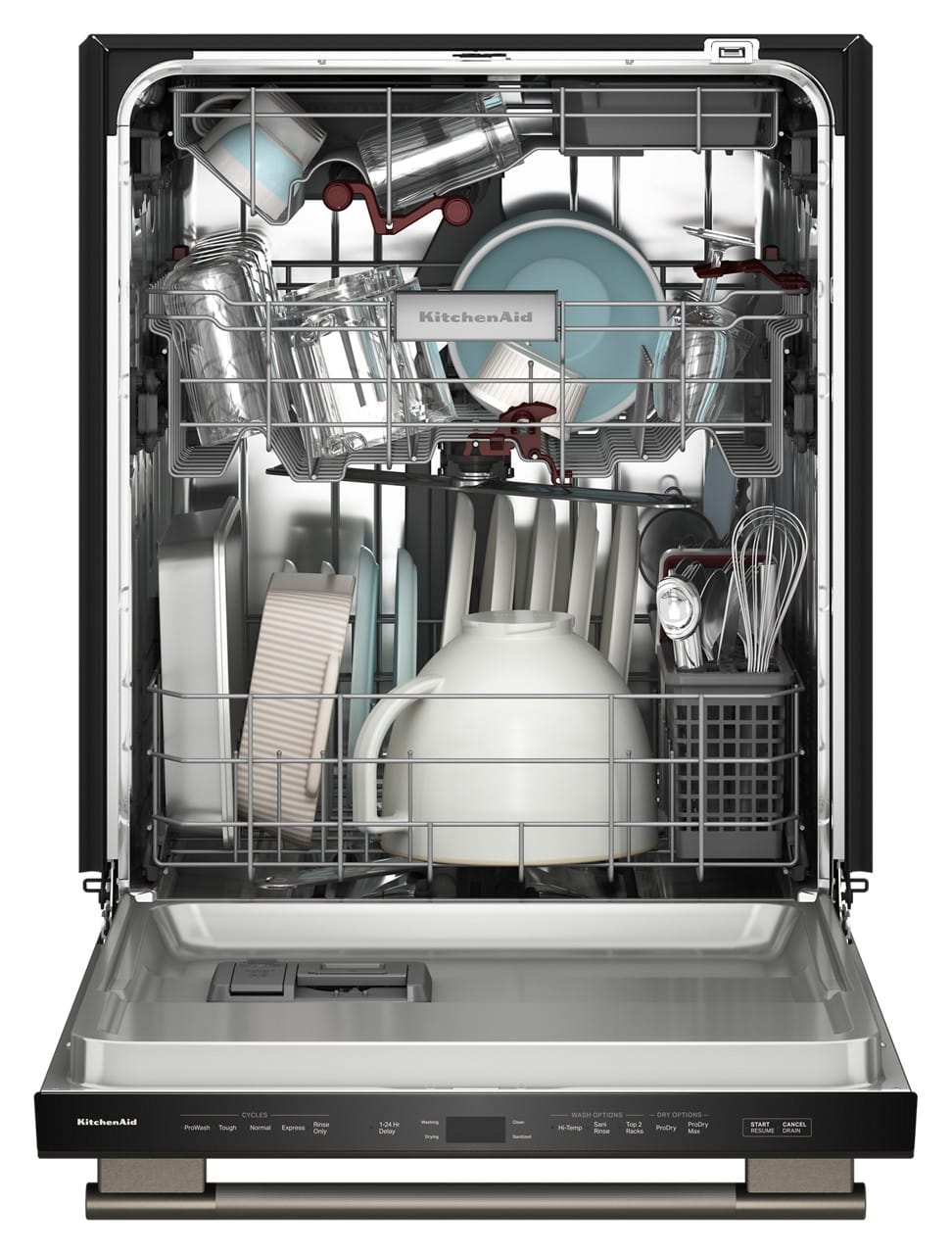 KitchenAid - 24 inch Top Control Built-In Dishwasher with 360 Max Jets Third Rack and ProDry System, 44 dBA - Black Ore