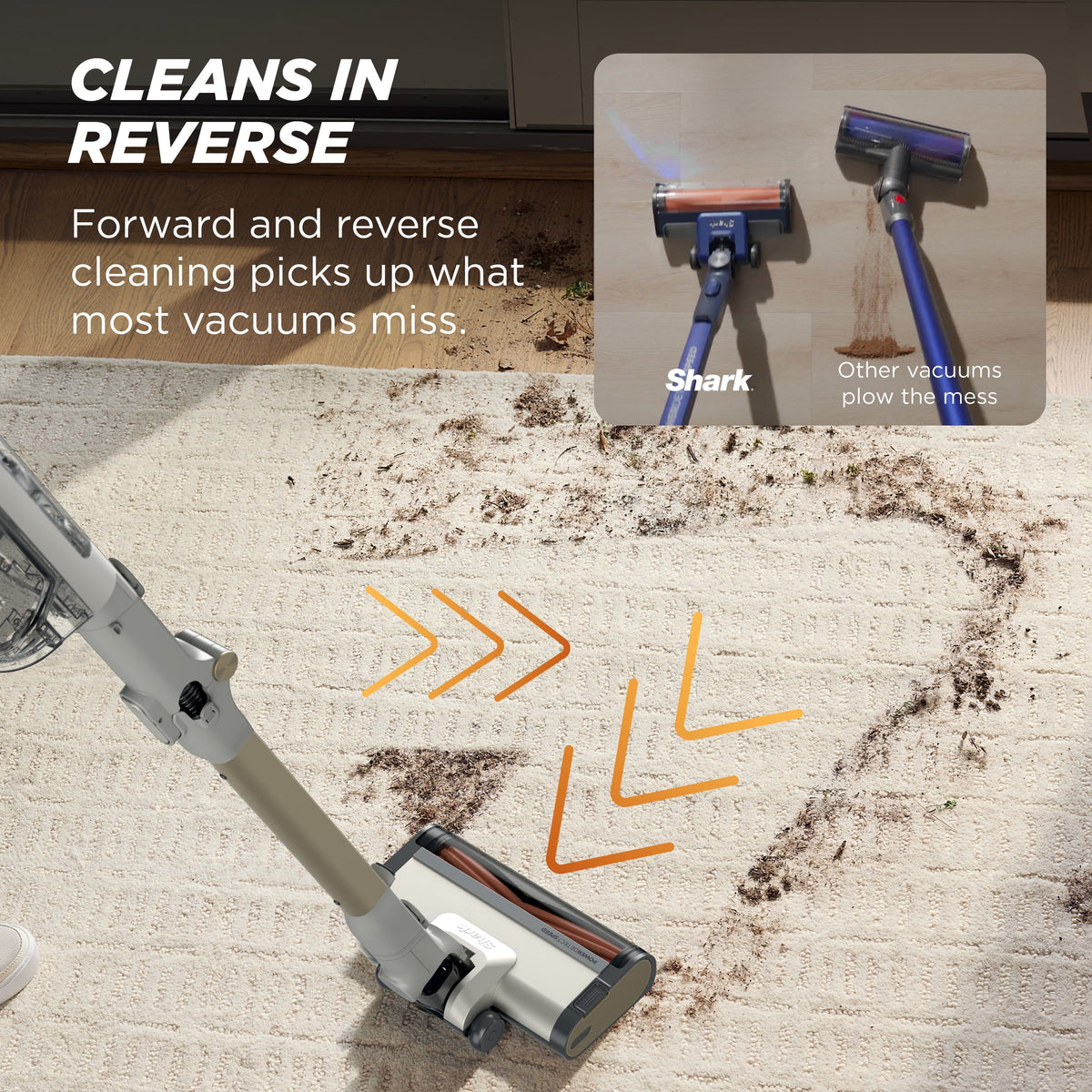 Shark - PowerDetect Speed Cordless Stick Vacuum, Powerful Suction, HEPA Filtration, 60-min Runtime, Carpet & Hard floor - Ivory