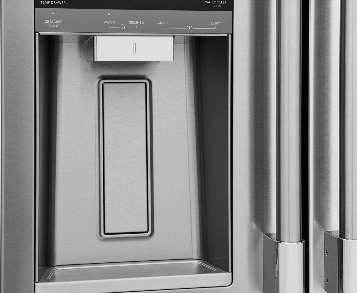 Frigidaire - Professional 36 in. Wide 21 Cu. Ft. Counter-Depth 4-Door French Door Refrigerator with Custom-Flex Temp Drawer - Stainless Steel