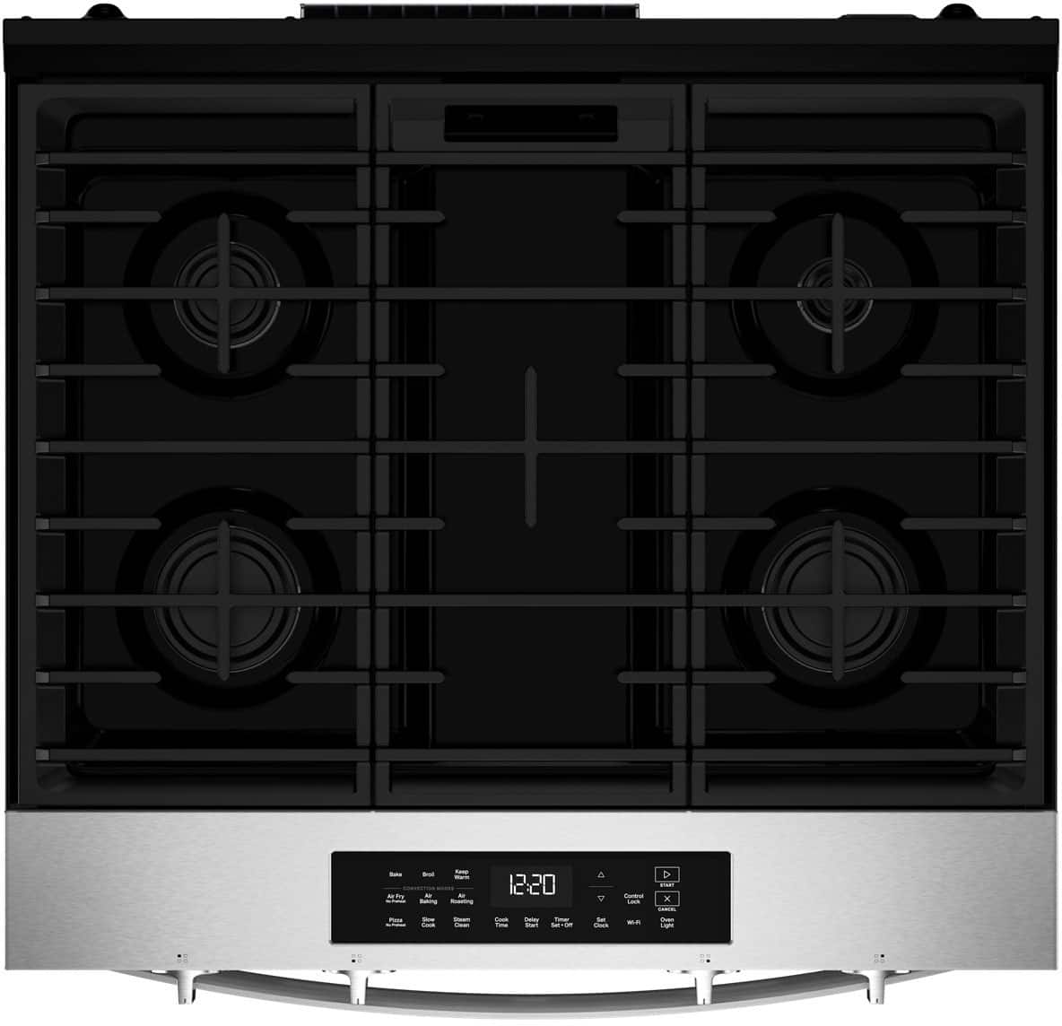 Whirlpool - 30 in. Wide 4 burners 5.0 cu. ft. Smart Freestanding Slide-In Gas Range with Air Cooking Technology and Steam Clean - Stainless Steel