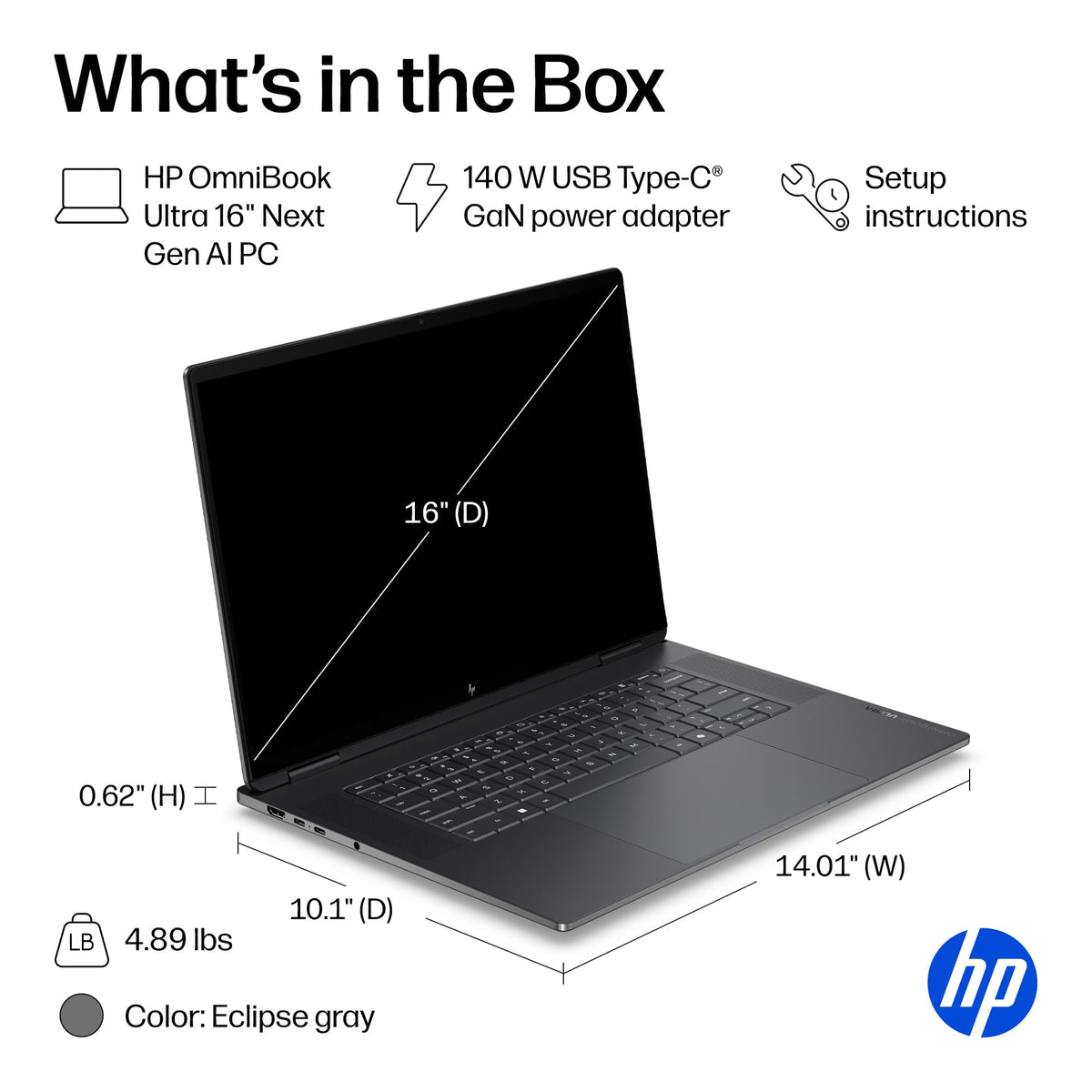 HP - OmniBook Ultra 16" 3K OLED Touchscreen Laptop - NVIDIA RTX Spark N1X 20-Core (2026) - 32GB Memory - 1TB SSD -Copilot+ PC - Eclipse Gray