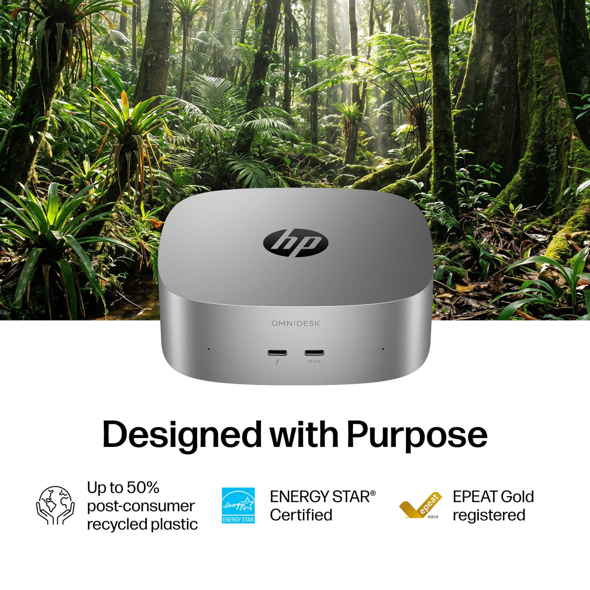 HP - OmniDesk Mini PC with Quad Display Support - Intel Core Ultra 7 356H - 16GB Memory - 512GB SSD - Smoke Silver
