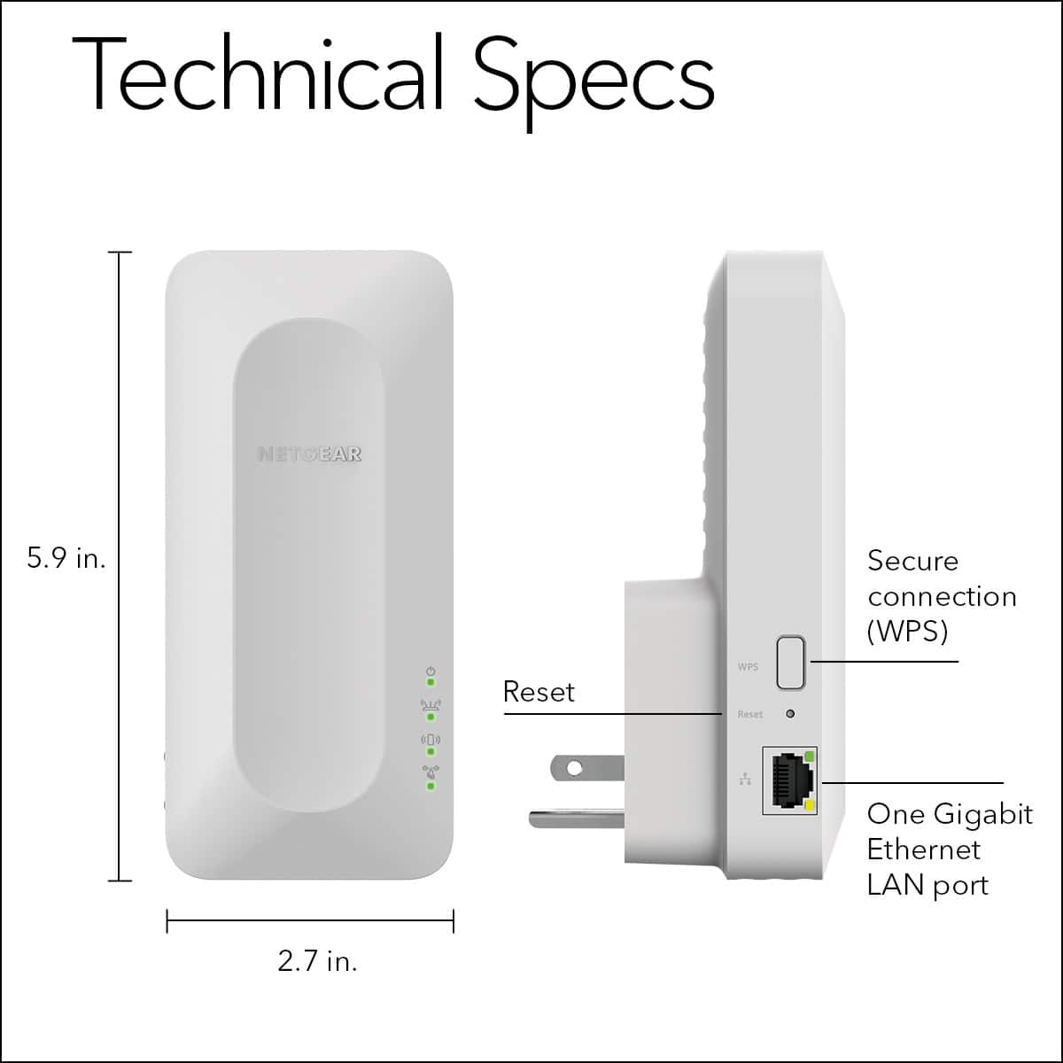 NETGEAR - EAX12 AX1600 WiFi 6 Mesh Wall Plug Range Extender - White