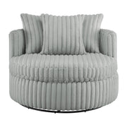 Mindy - Oversized Swivel Barrel Chair - Gray