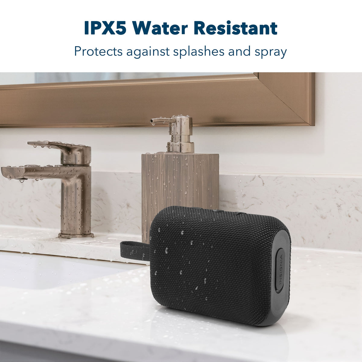 Insignia™ - Portable Water-Resistant Bluetooth Speaker - Black