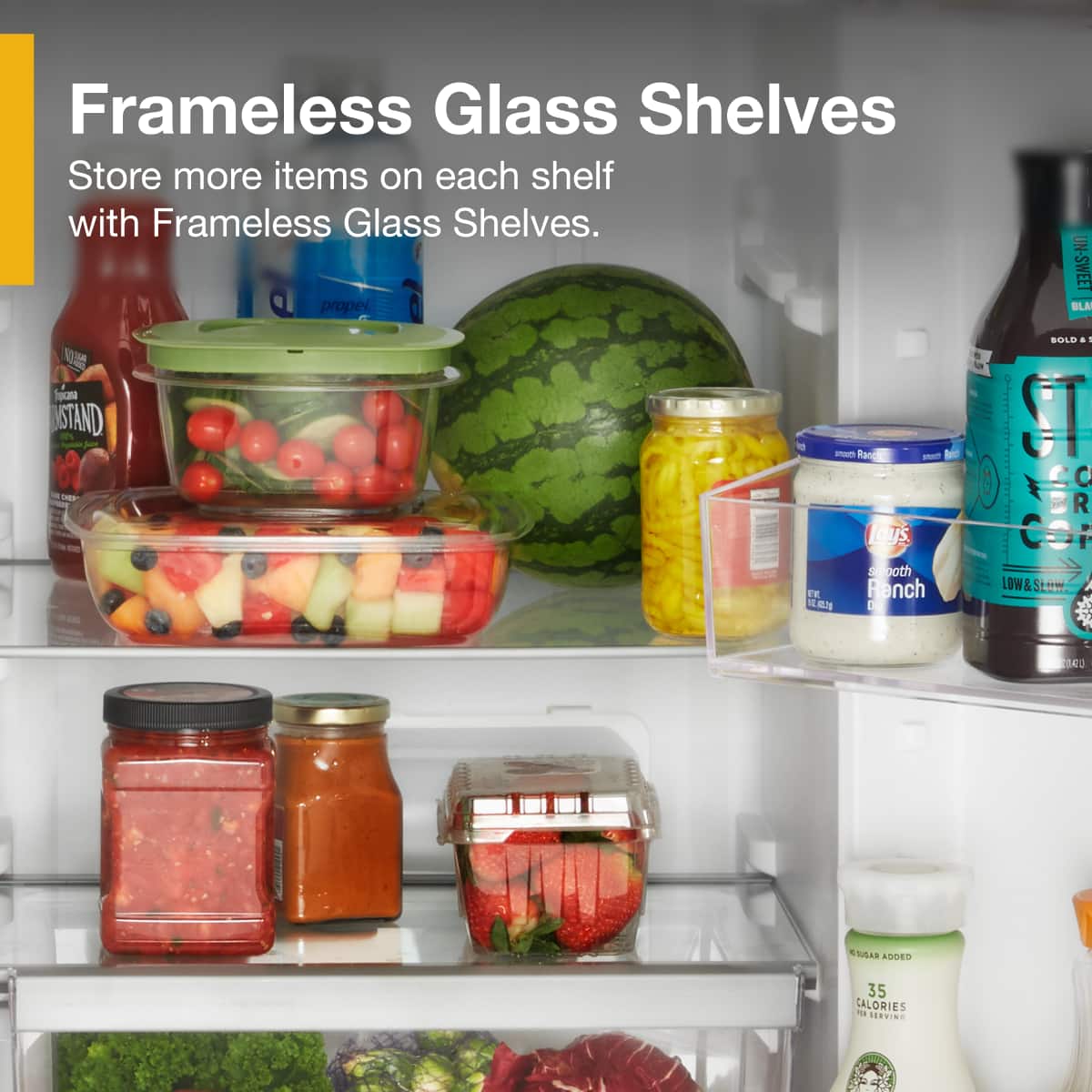 Whirlpool - 36 in. Wide 25 cu. ft. Side-by-Side Refrigerator with Frameless Glass Shelves - Black