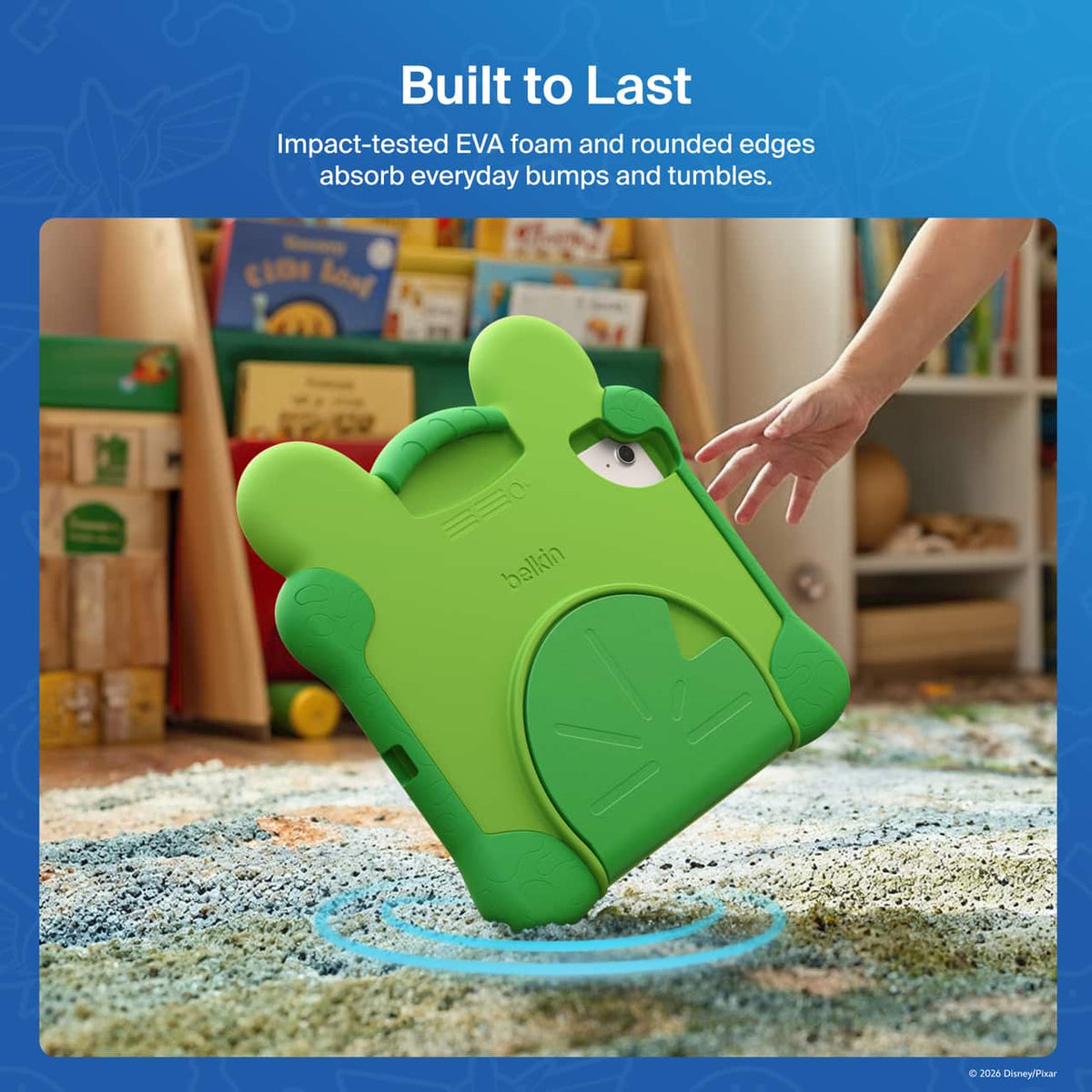 Belkin - Disney Toy Story 5 Lilypad Kids Case for iPad 10th Gen and 11th Gen – Durable Nontoxic Cover with Kickstand and Handle - Green