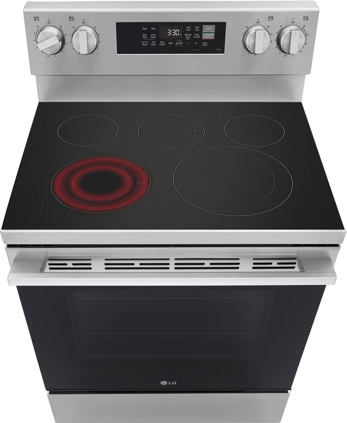 LG - 30-in Wide 6.3 Cu. Ft. Freestanding Electric True Convection Smart Range with 5 Elements, Air Fry and UltraHeat Element - Stainless Steel