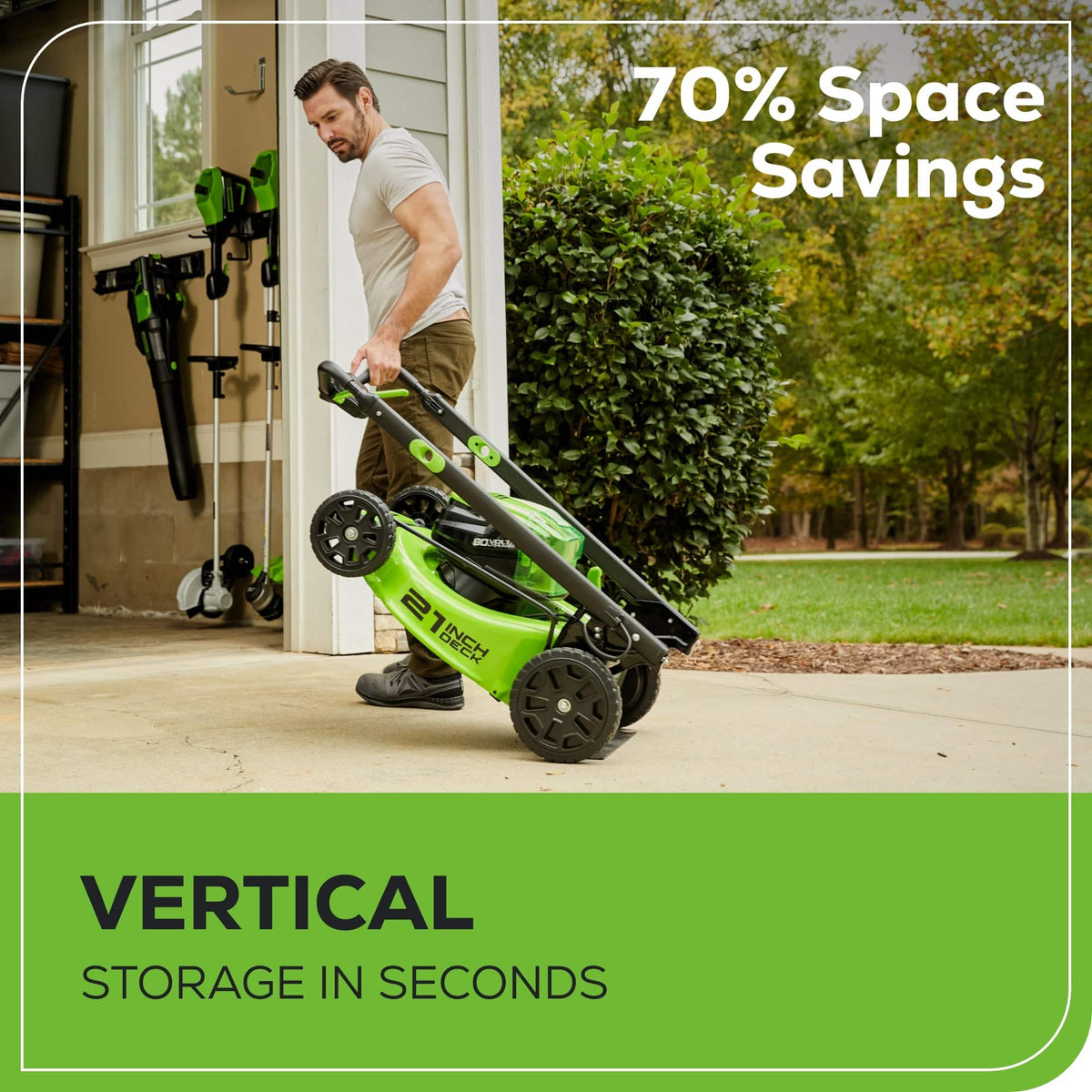 Greenworks - 80-Volt 21-Inch Self-Propelled Lawn Mower with 4.0Ah Battery and Charger - Green