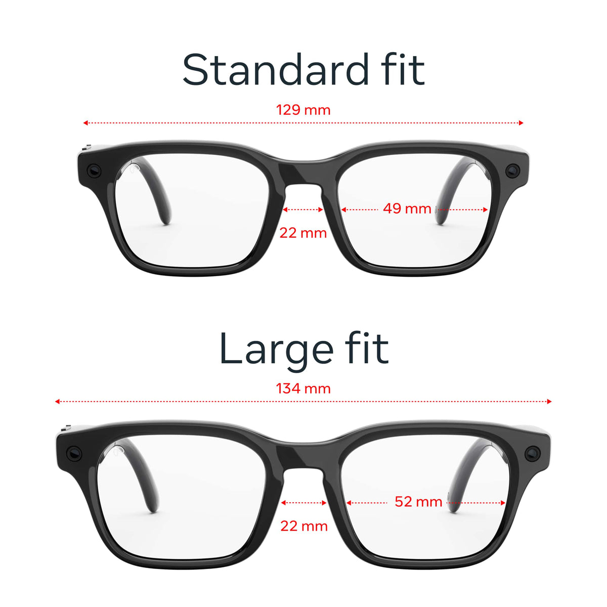 Meta - Adventurer Large - AI Glasses - Smart Features like 12MP Camera, Live Translate- 8+ Hour Battery - Clear Lenses - Classic Black