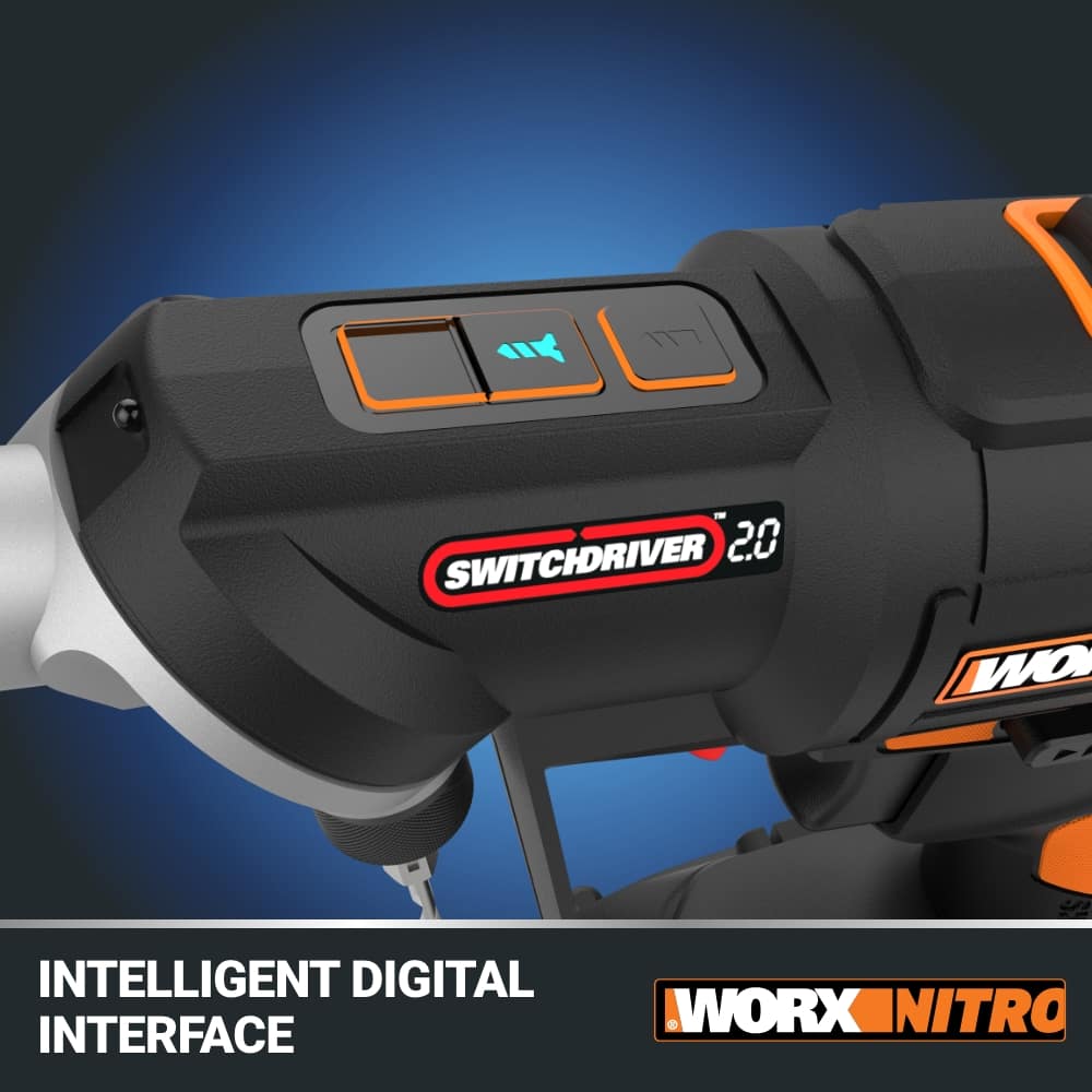WORX - Nitro 20V SwitchDriver 2-in-1 Brushless Cordless Drill/Driver - Rotatable Dual 1/4" Chucks (Battery & Charger Included) - Black