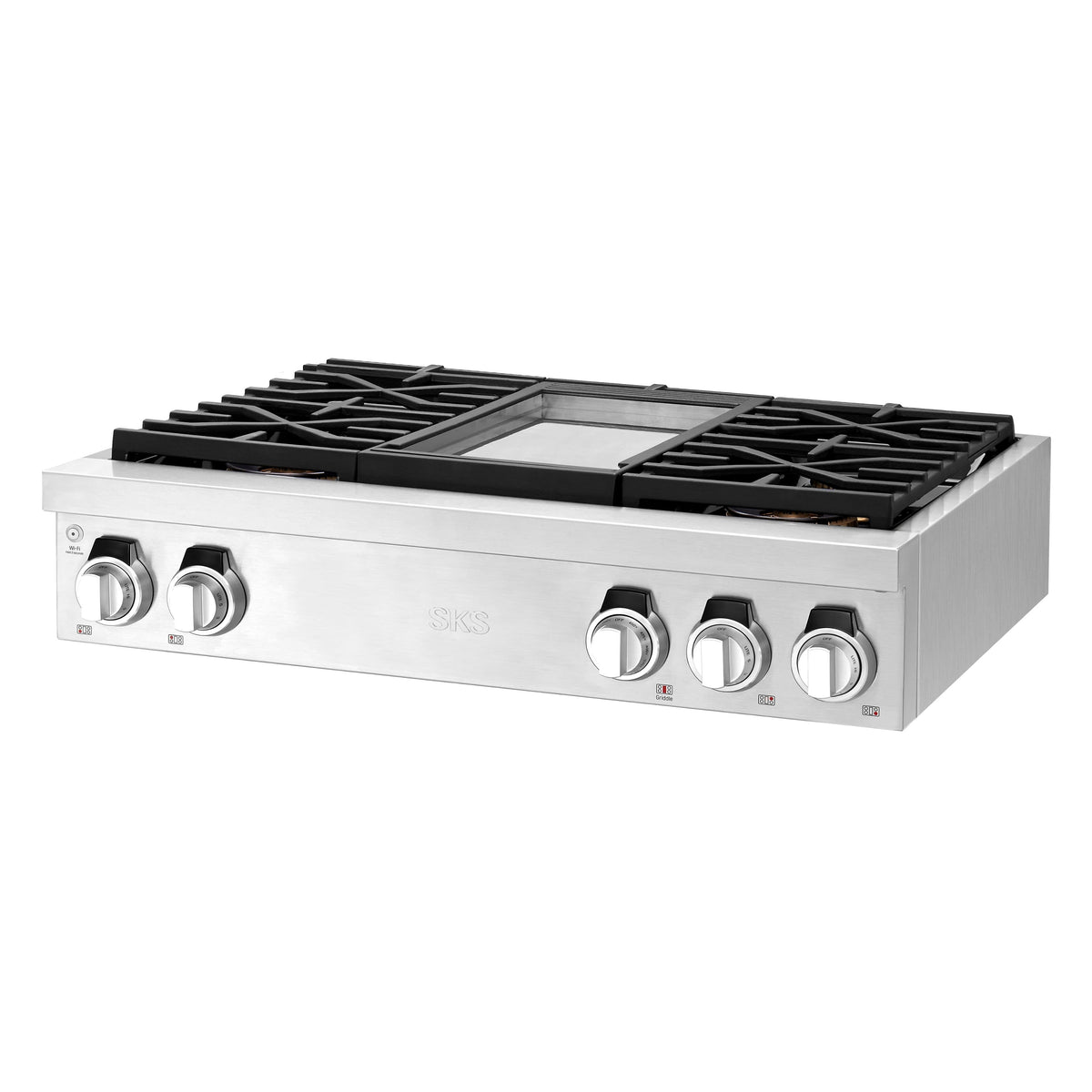 SKS - 36-In Gas Rangetop with 4 Burners and Griddle - Stainless Steel