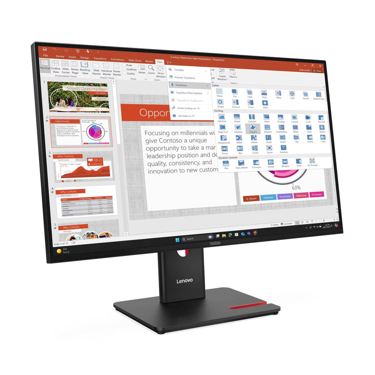 Lenovo - ThinkVision 27" IPS LED FHD 48Hz - 120Hz Monitor (HDMI, USB, VGA, DP) - Eclipse Black