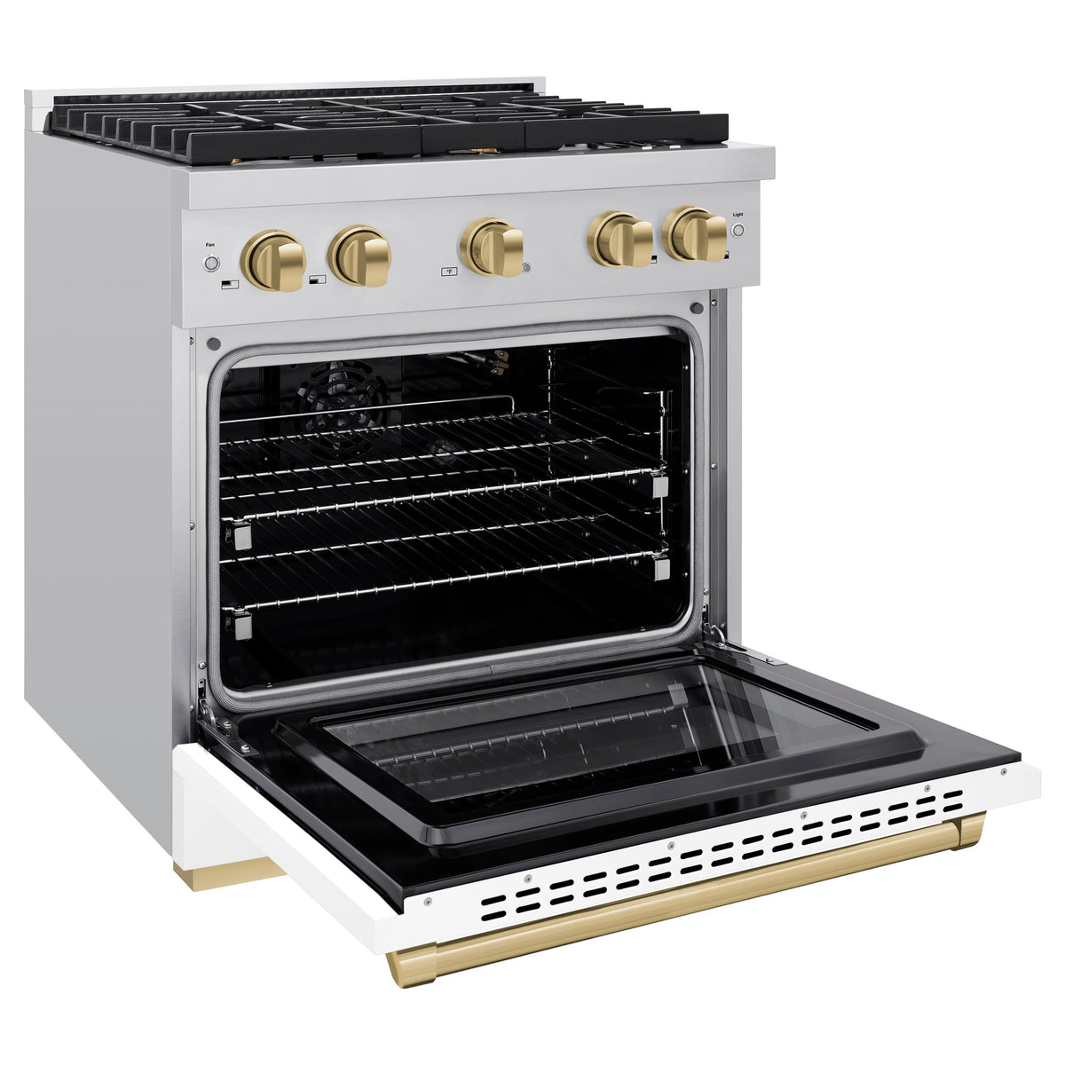 ZLINE - 30 in. Wide 4 Burner Autograph Paramount Gas Range Bronze Accents (SGRZ-WM-30-CB) - White