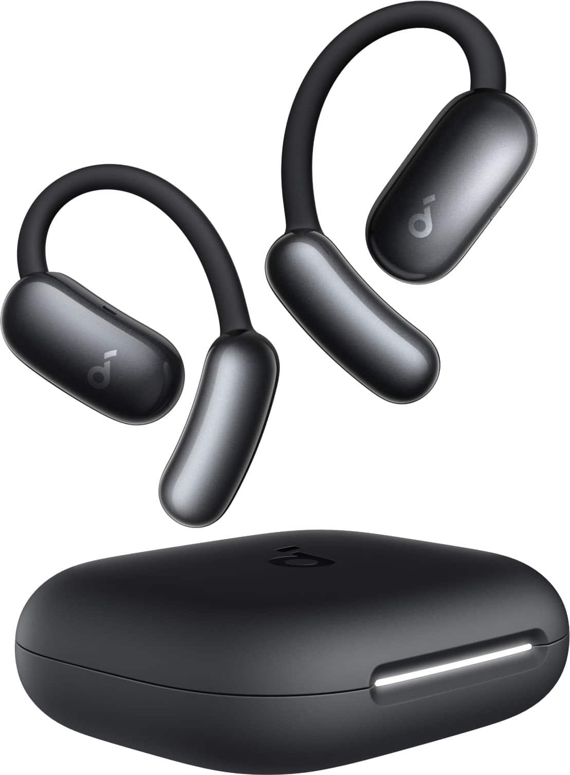 Soundcore - by Anker AeroFit 2 A.I. Assistant Open-Ear Bluetooth Headphones with Real-Time Translation and Adjustable Ear Hooks - Obsidian Black