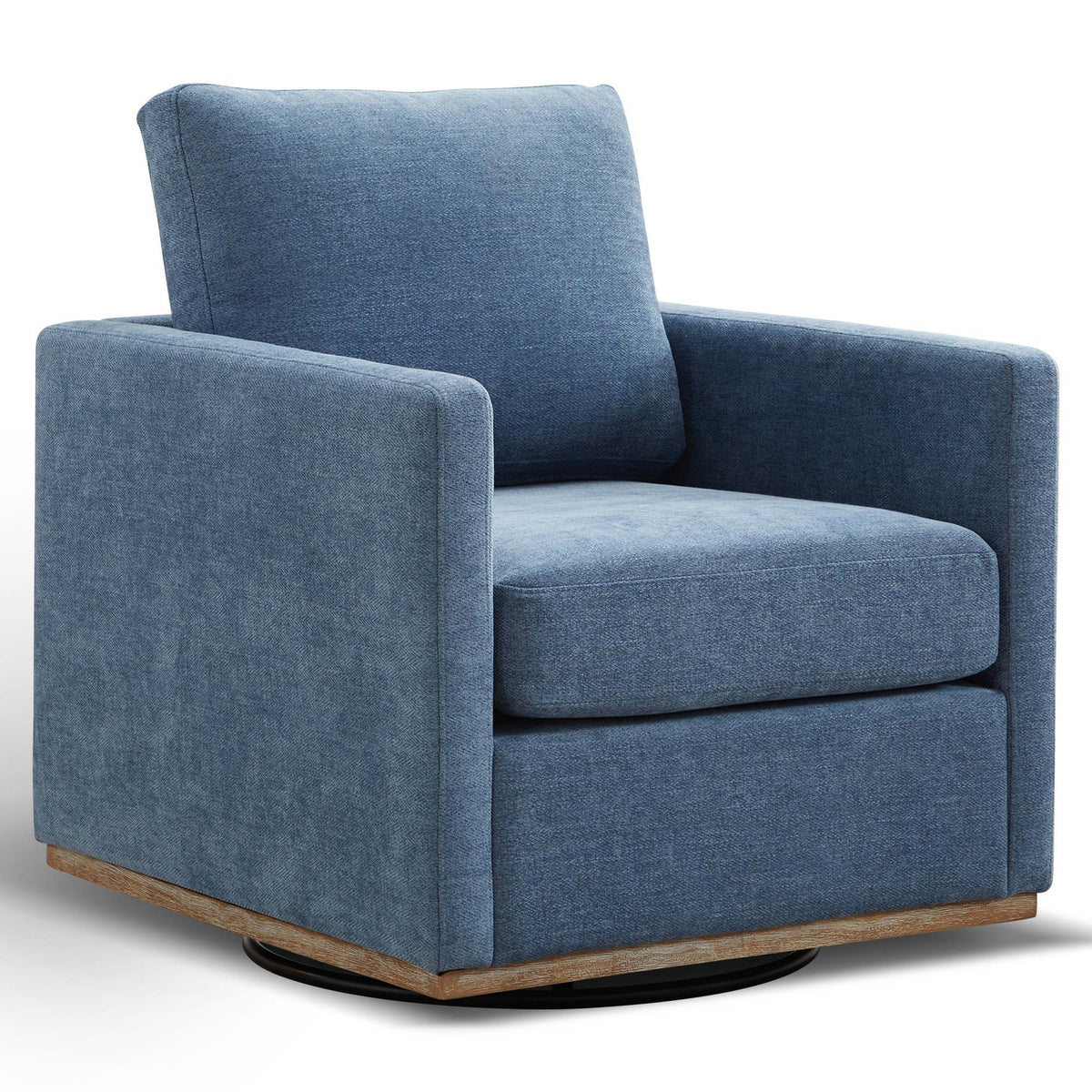 Sillón decorativo giratorio tapizado de forma cuadrada