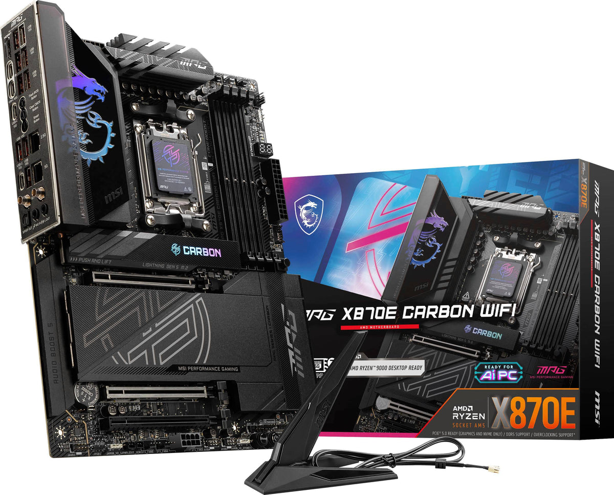 MSI - MPG X870E CARBON WIFI (Socket AM5) AMD X870E ATX DDR5 Wi-Fi 7 Motherboard - Black