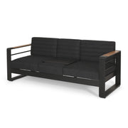 Giovanna - 3 Seater Sofa With Aluminum Frame And Water Repellence Cushions - Black