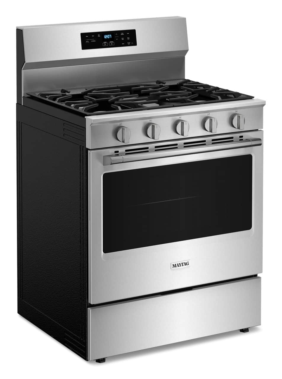 Maytag - 30 in. Wide 5 burners 5.0 cu. ft. Freestanding Gas Range With No Preheat Air Fry and Air Baking - Stainless Steel