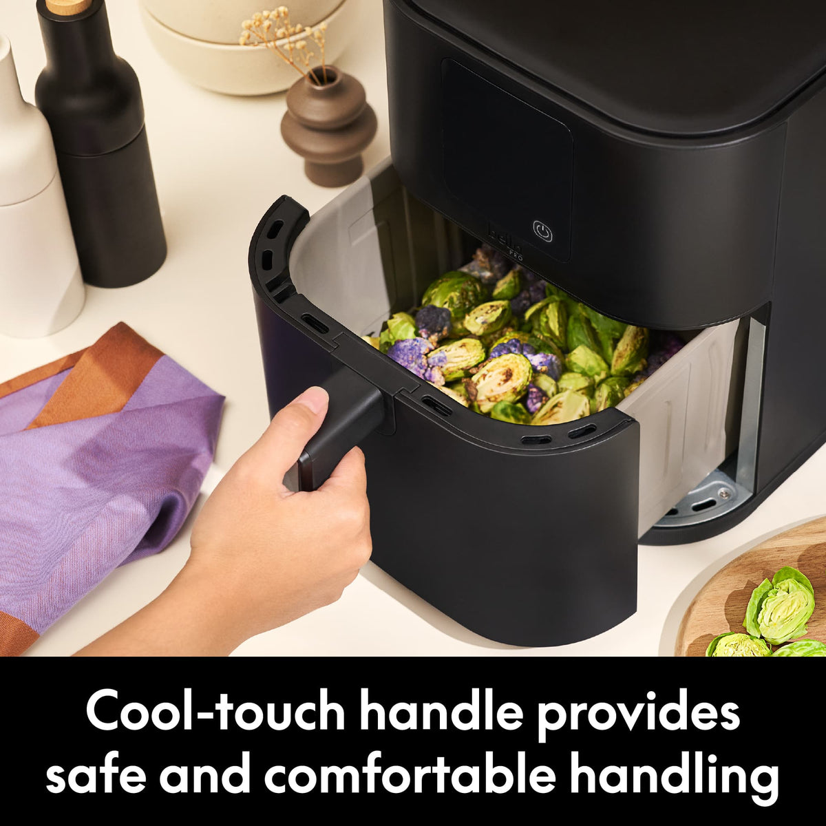 bella PRO - 8-qt. Slim Dual Flex Basket Air Fryer with 6 Easy-to-Use Functions - Black