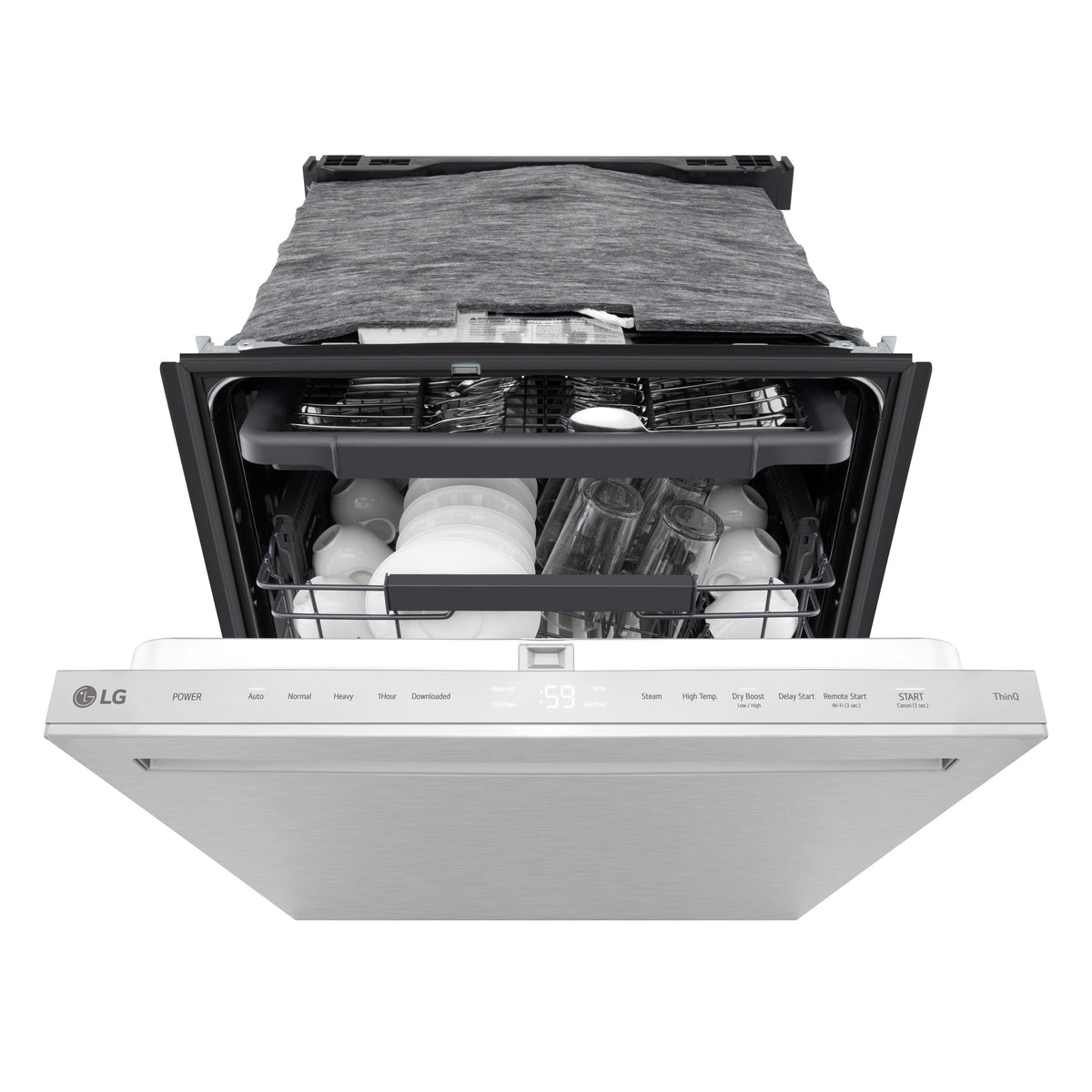 LG - FlushFit 24-in Top Control Smart Built-In Stainless Steel Tub Dishwasher with 3rd Rack, 1-Hour Wash and Dry, 46dBA - Stainless Steel