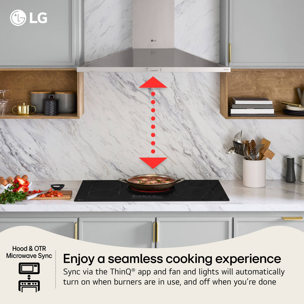 LG - 36-in Wide Built-In Electric Smart Cooktop with 5 Elements, Backlit SmoothTouch Glass Controls and 3.6kW Triple Element - Black