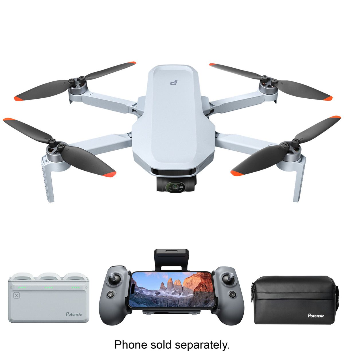 Potensic - ATOM 2 Fly More Combo Drone with Remote Controller - Gray