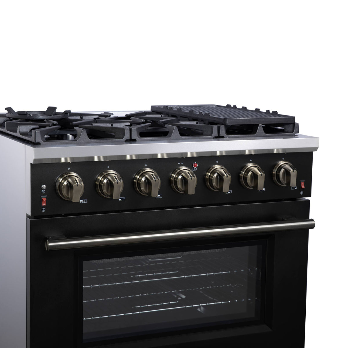 Forno Appliances - 36 in. Wide 6 Burner Massimo 5.36 Cu. Ft. Freestanding Gas Convection Range with Air Fryer Kit, Wok Support & Griddle - Black