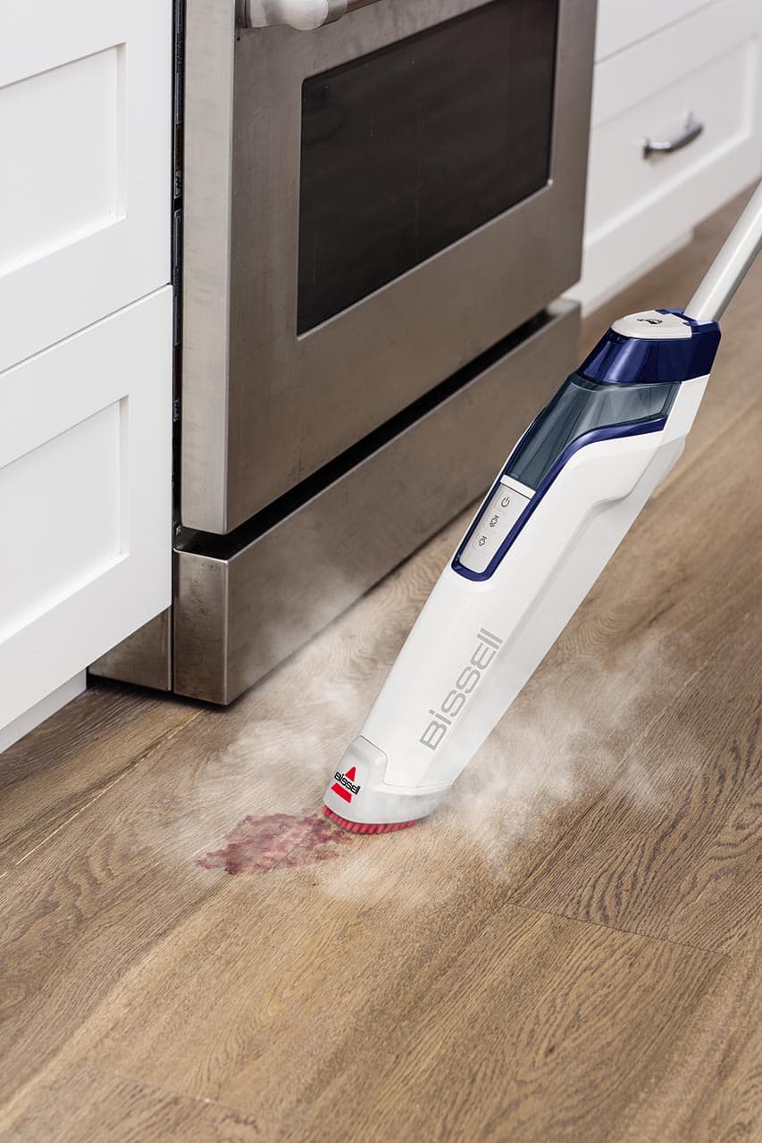 BISSELL - PowerFresh Deluxe Corded Steam Mop - Brite White/Saphire Waltz