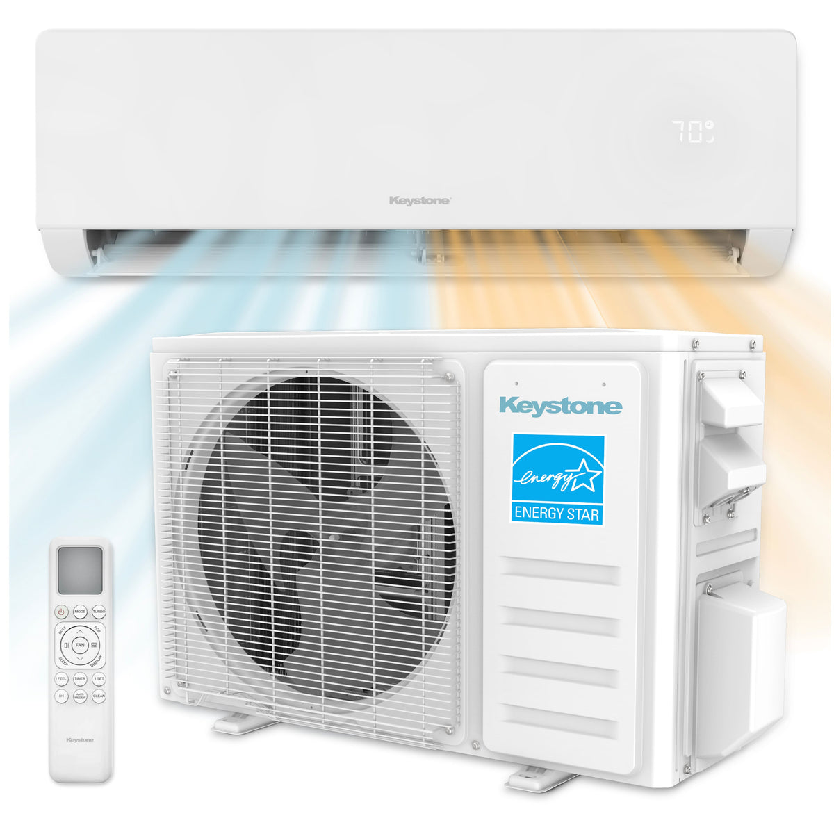 Keystone - Summit 115V 550 Sq. Ft. 12,000 BTU Smart Mini Split Air Conditioner 12,400 BTU Heater - White