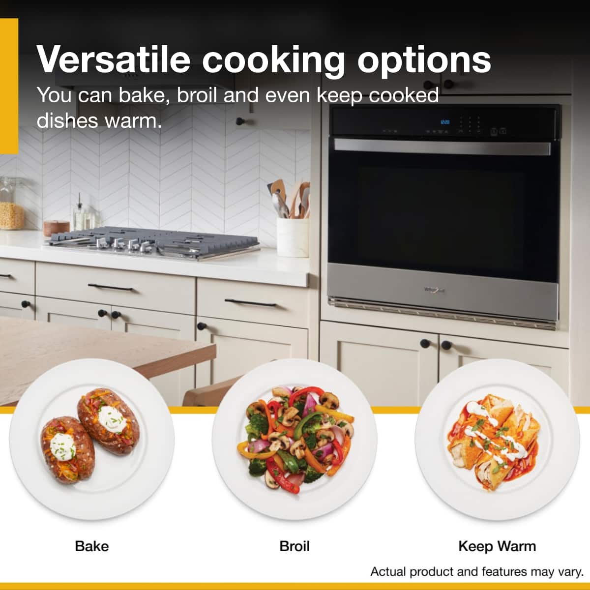 Whirlpool - 4.3 Cu. Ft. Single Self-Cleaning Wall Oven - Stainless Steel