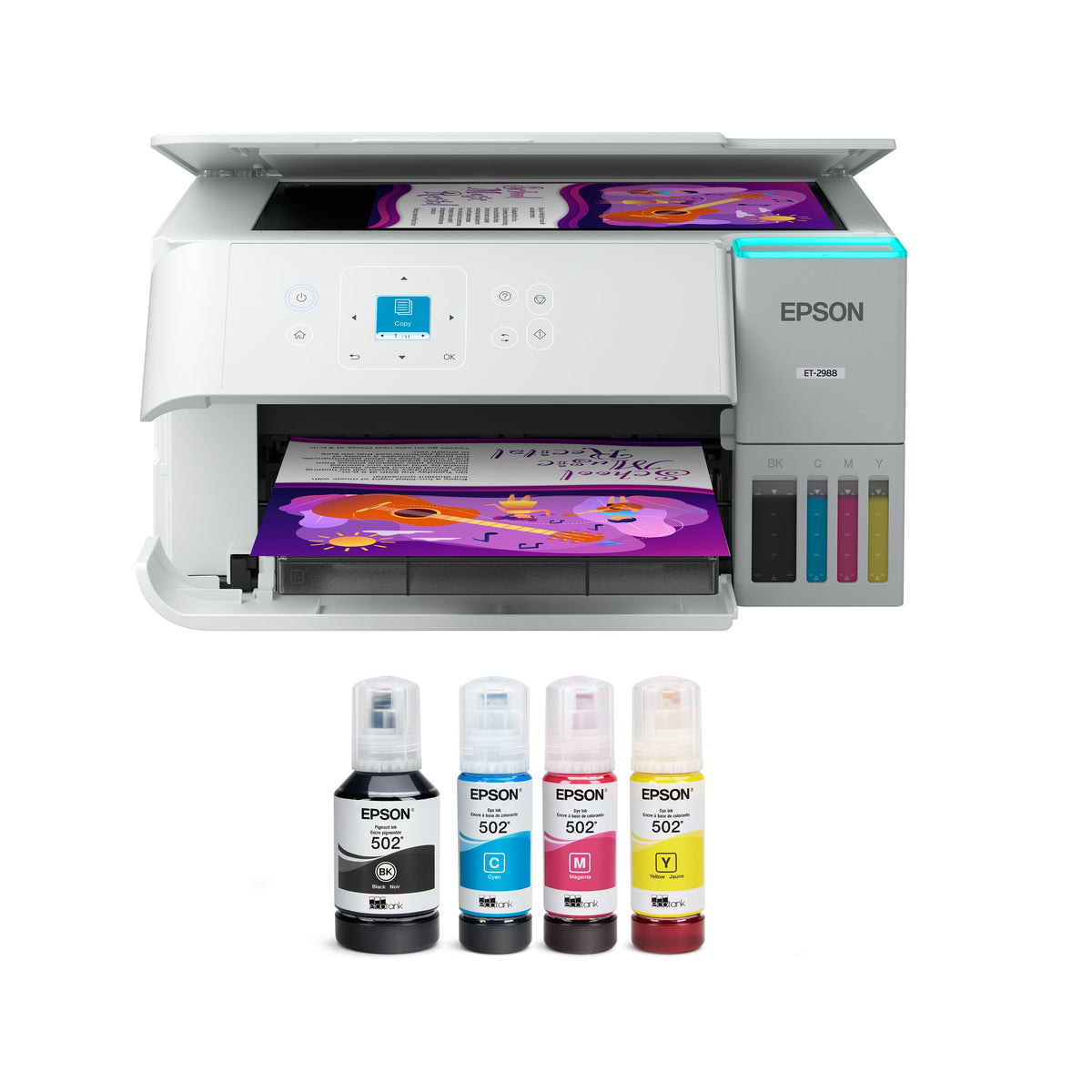 Epson - EcoTank ET-2988 Wireless All-in-One Color Supertank Inkjet Printer (Refurbished) - White