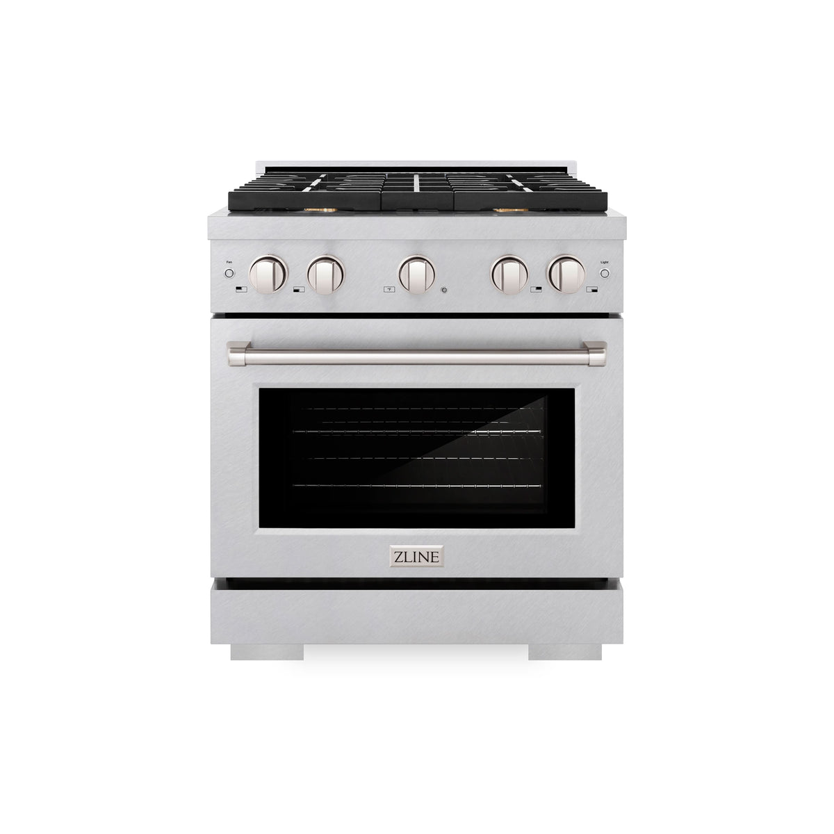 30 in. Wide 4 Burner ZLINE Paramount Satin Stainless Gas Range w/ Convection Oven (SGRS-BR-30) - Stainless Steel