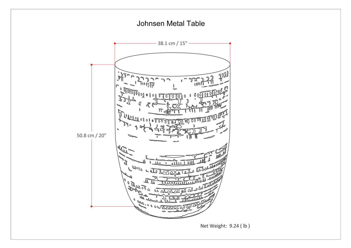Johnsen - Handcrafted Large Metal Accent Table