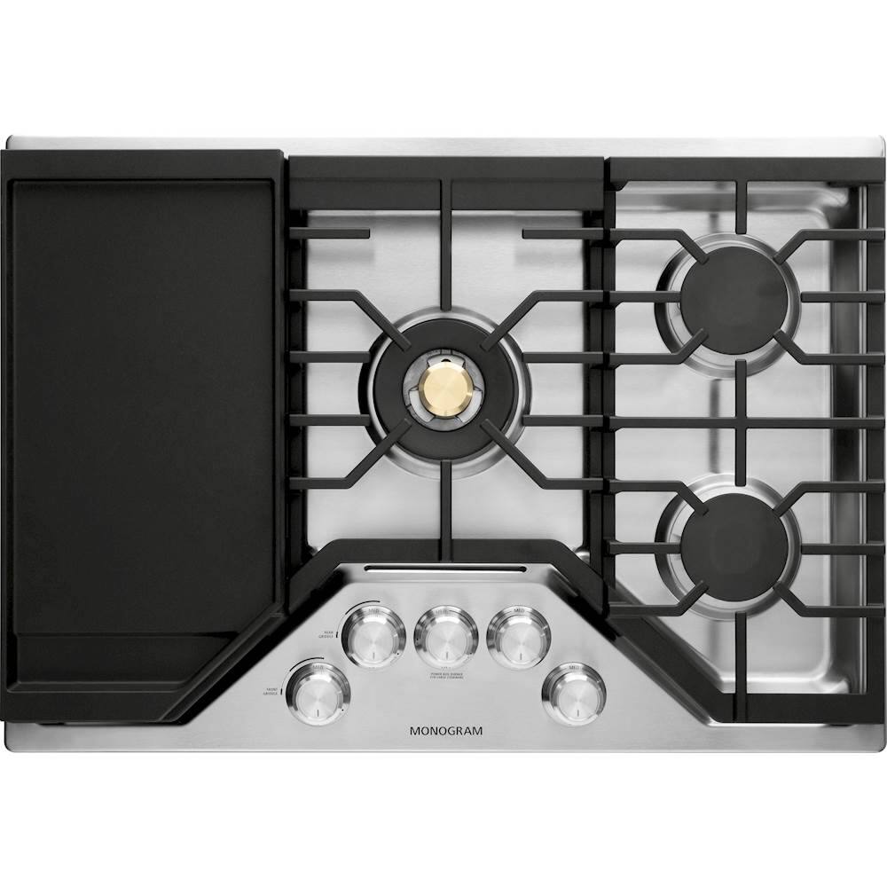 Monogram - 30" Built-In Gas Cooktop with 5 burners and Sapphire Glass Precision Knobs - Stainless Steel