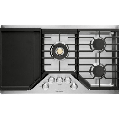 Monogram - 36" Built-In Gas Cooktop with 5 burners and Sapphire Glass Precision Knobs - Stainless Steel
