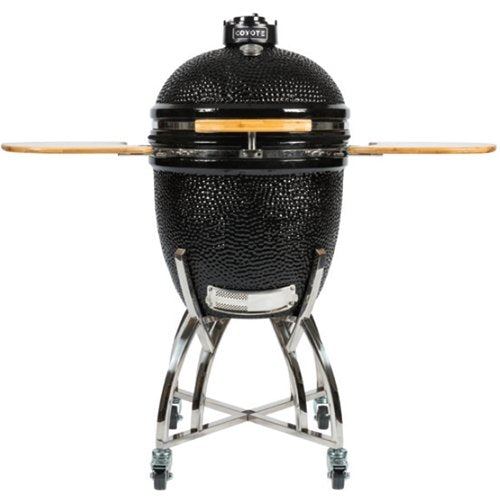 Coyote - Asado Charcoal Smoker with Cart and Side Shelves - Black