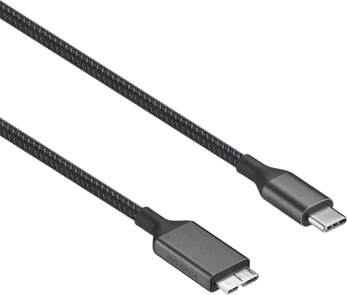 Insignia™ - 3.3 ft. USB-C to Micro-B Hard Drive Cable - Black