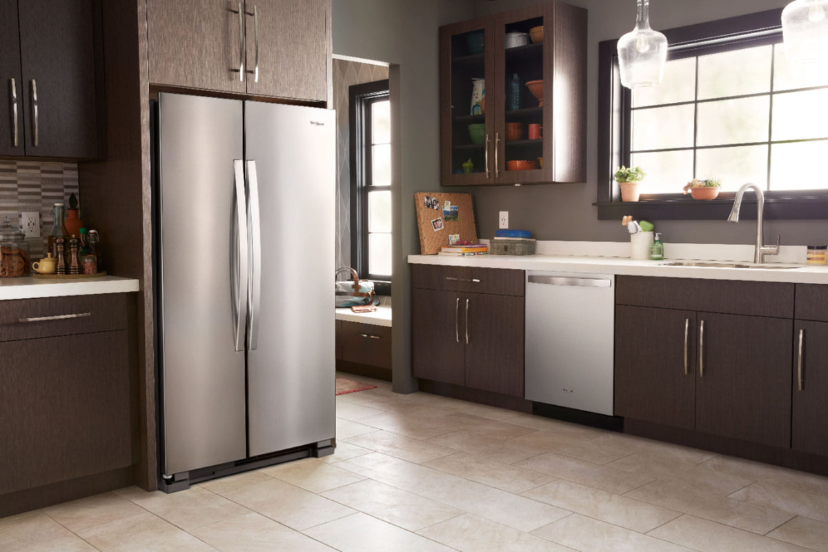 Whirlpool - 33 in. Wide 21.7 cu. ft. Side-by-Side Refrigerator - Monochromatic Stainless Steel