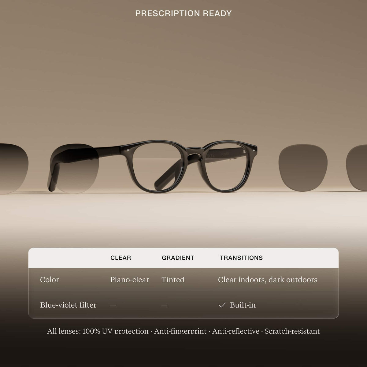 VONDER - OSLO AI Smart Glasses that Translate, Call & Remember, 16h+ Battery, Premium Audio, Privacy-First, Clear Lenses - Smoke