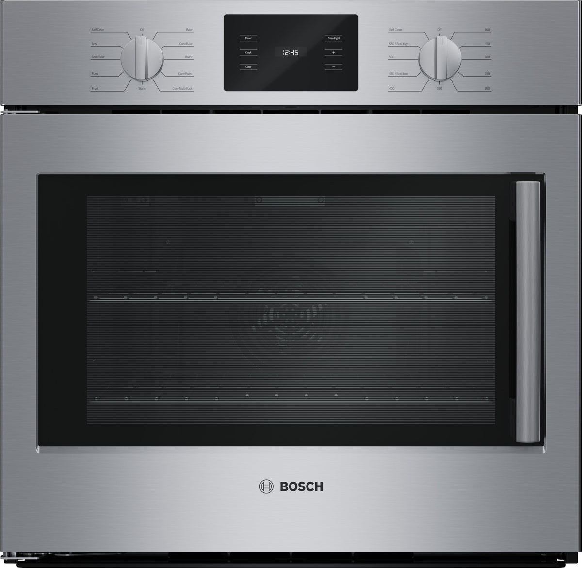 Bosch - 500 Series 30" 4.6 Cu. Ft. Built-In Single Electric Smart Wall Oven with True Convection, Left-Swing Door - Stainless Steel