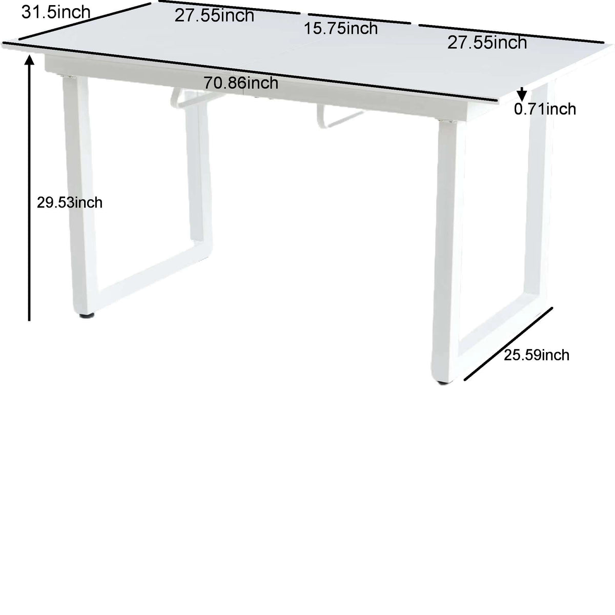 Square Extendable Dining Table With Metal Leg, Modern Space Saving Kitchen Table For Living Room